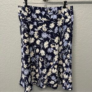 Christopher & Banks Navy and White Floral A-Line Skirt NWT Size 12